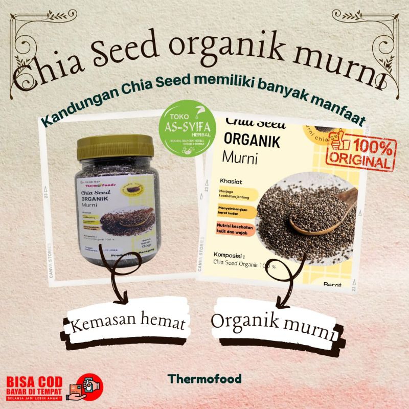 

Chia Seed Organik Murni 130 gr Black Chia Seeds Hitam Halal Original Thermo Foods Untuk Diet
