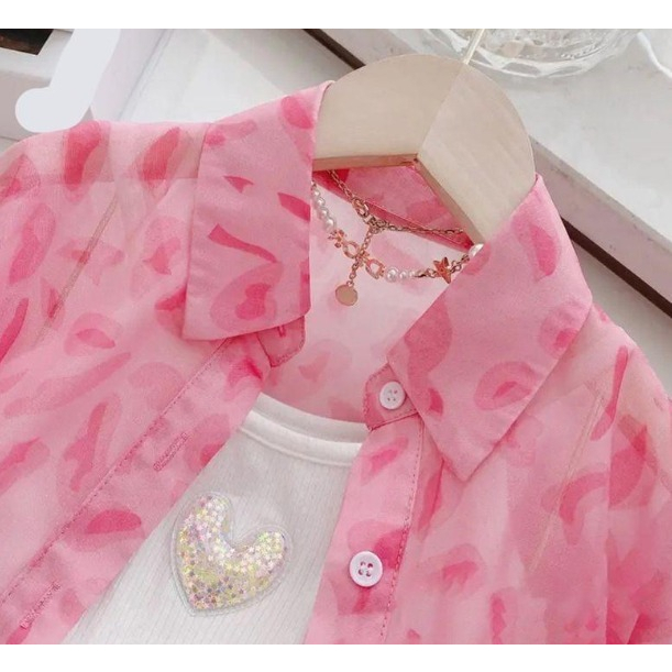 Setelan Celana Dan Blazer Kancing Anak Perempuan Warna Pink