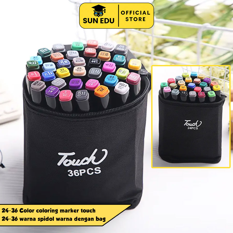 

24/36 Color coloring marker touch/ 24/36 warna spidol warna dengan bag/ Market set dual head