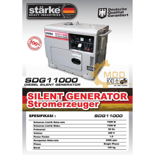 SDG11000 GENSET GENERATOR LISTRIK SILENT SOLAR 7000 WATT 7KVA STARKE