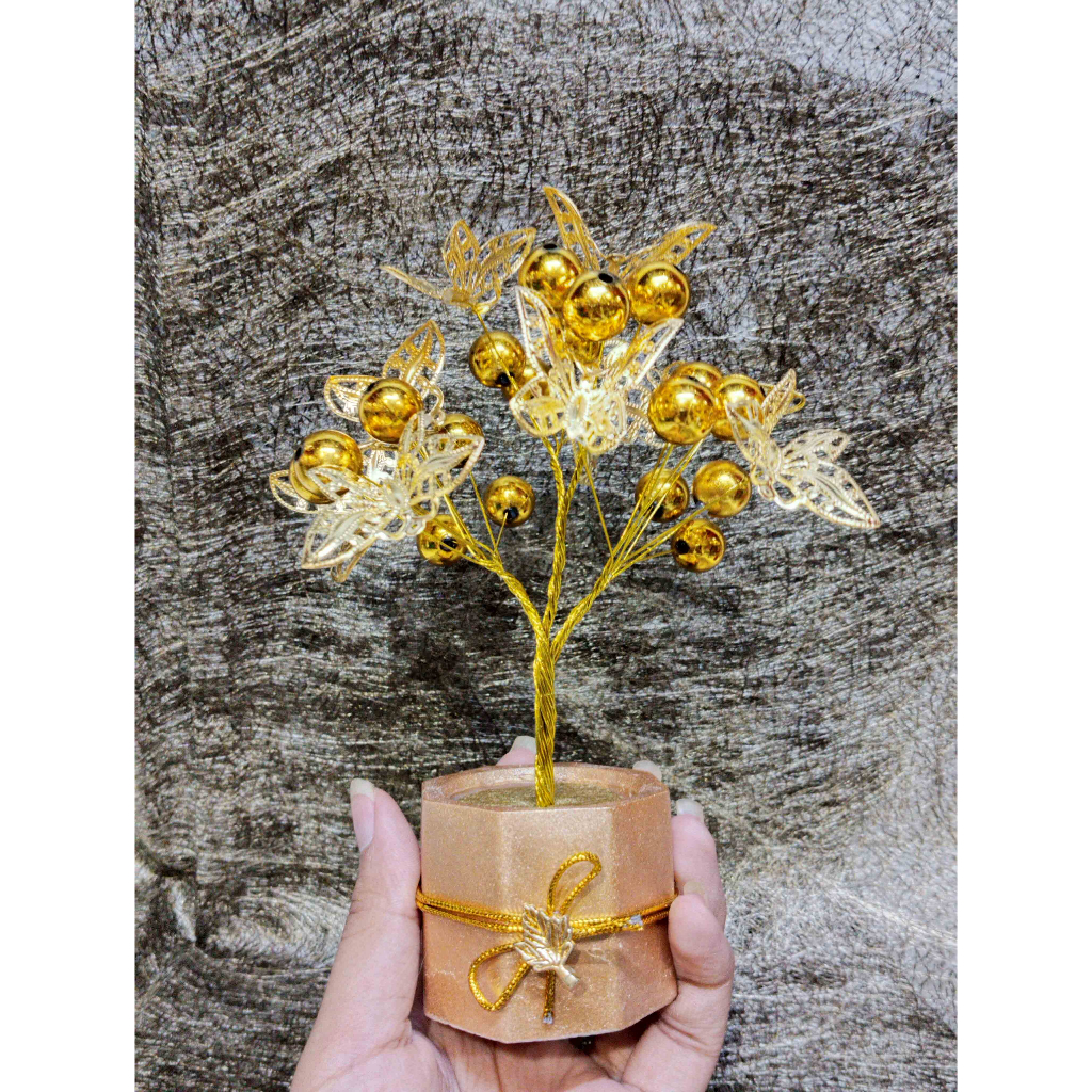 Pajangan Fairy TaLe Pot Gold - Pajangan Bonsai Imitasi Cantik - Butterfly