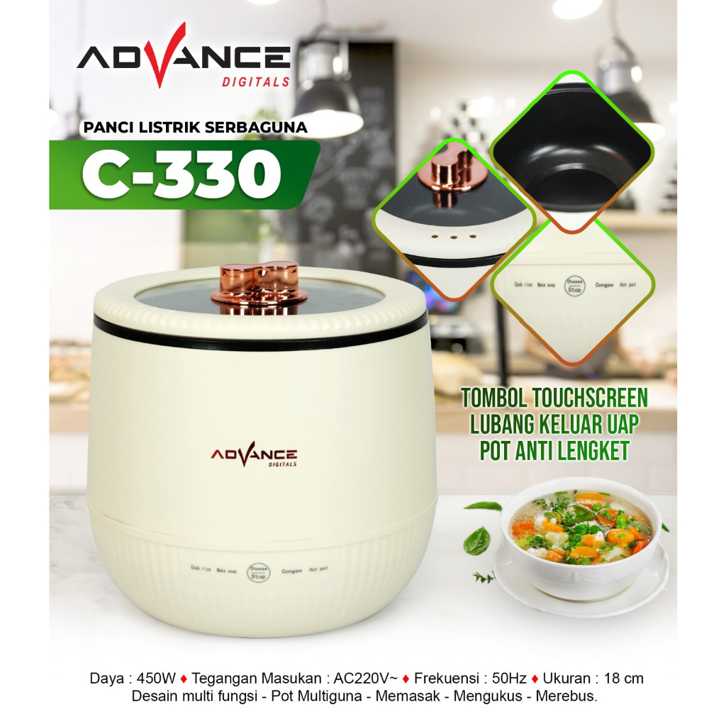 Rice cooker MIni / Panci Listrik serbaguna Advance C330, bisa masak nasi uk 18 cm / C 330