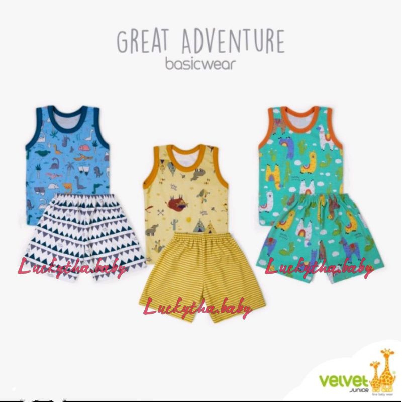 3pcs SETELAN VELVET junior  KUTUNG GREAT ADVENTURE , COURAGE , PARADE OF JOY , BRILLIANT BLUE , MAGICAL ADVENTURES s.m.l.xl.xxl/ VELVET JUNIOR TERBARU