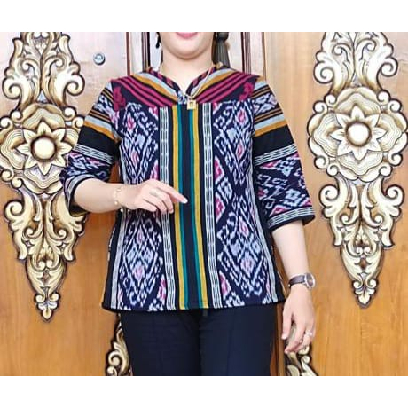 BLOUSE TENUN ASLI JEPARA CANTIK MODEL LENGAN 7/8 COCOK UNTUK FORMAL DAN CASUAL
