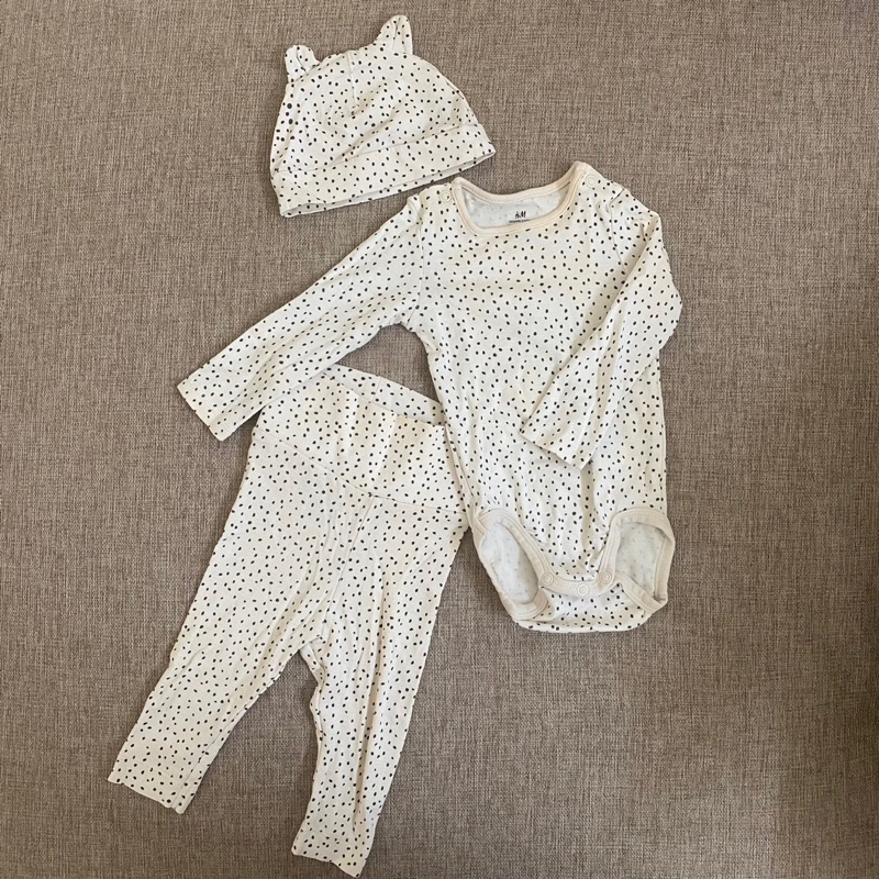 PRELOVED Original H&M Baby Set playsuit baju anak bayi 4-6 bulan topi