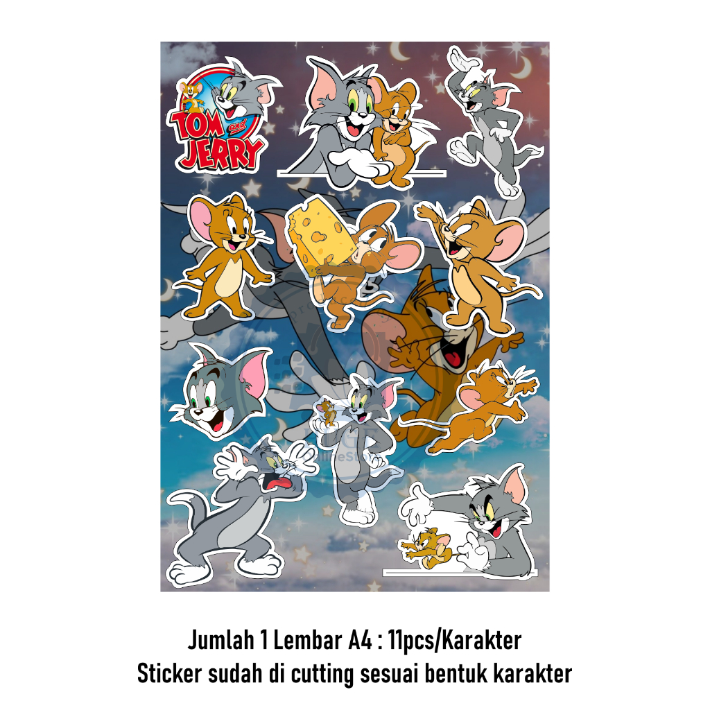 

Sticker TOM and JERRY - Sticker Print & Cut A4 – 11 Sticker karakter