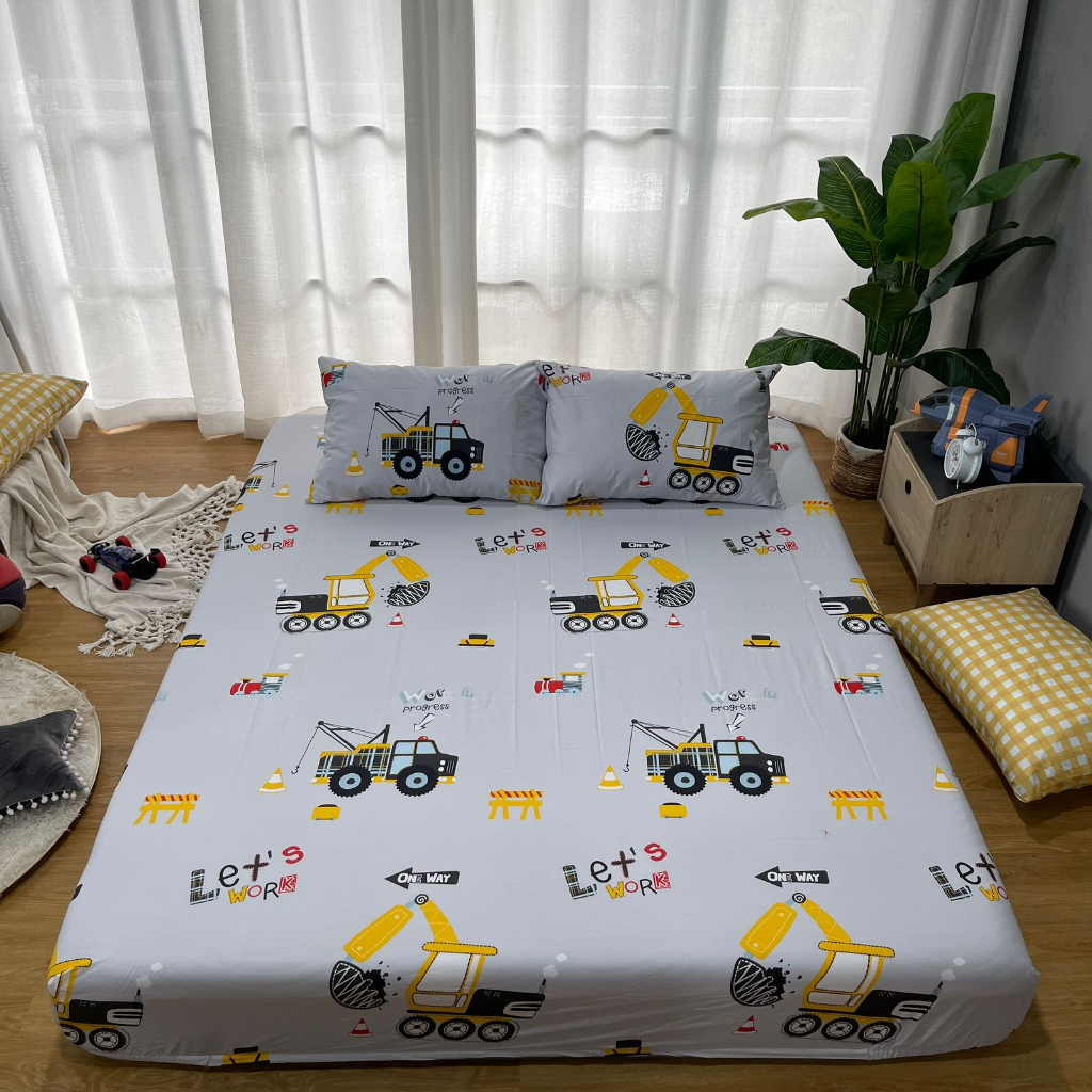 Sprei Anti Geser Bahan Katun Premium | CARS CHAMPION &amp; CONTRUCTION AT WORK | ukuran 90 100 120 160 180