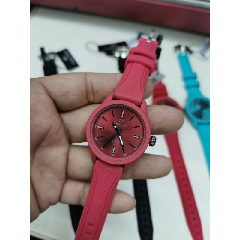 JAM TANGAN WANITA ORIGINAL CHARLES DELON RUBBER
