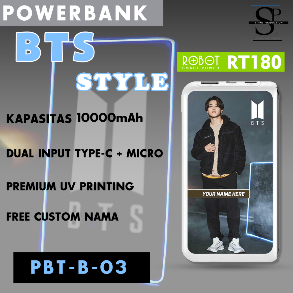 Powerbank BTS Powerbank Robot RT180 10000mAh Real Capacity