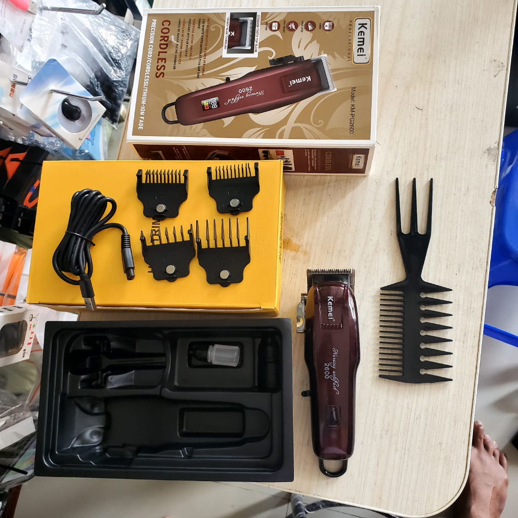 Besar Rechargeable Alat cukur rambut Cas Kliper Cas casan Clipper Alat Cukur Kemei 2600