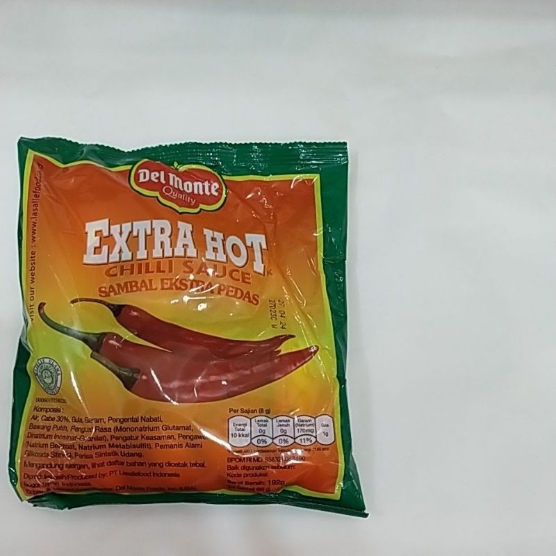 

sambal SASET Delmonte extra hot 8gr x 24 pc