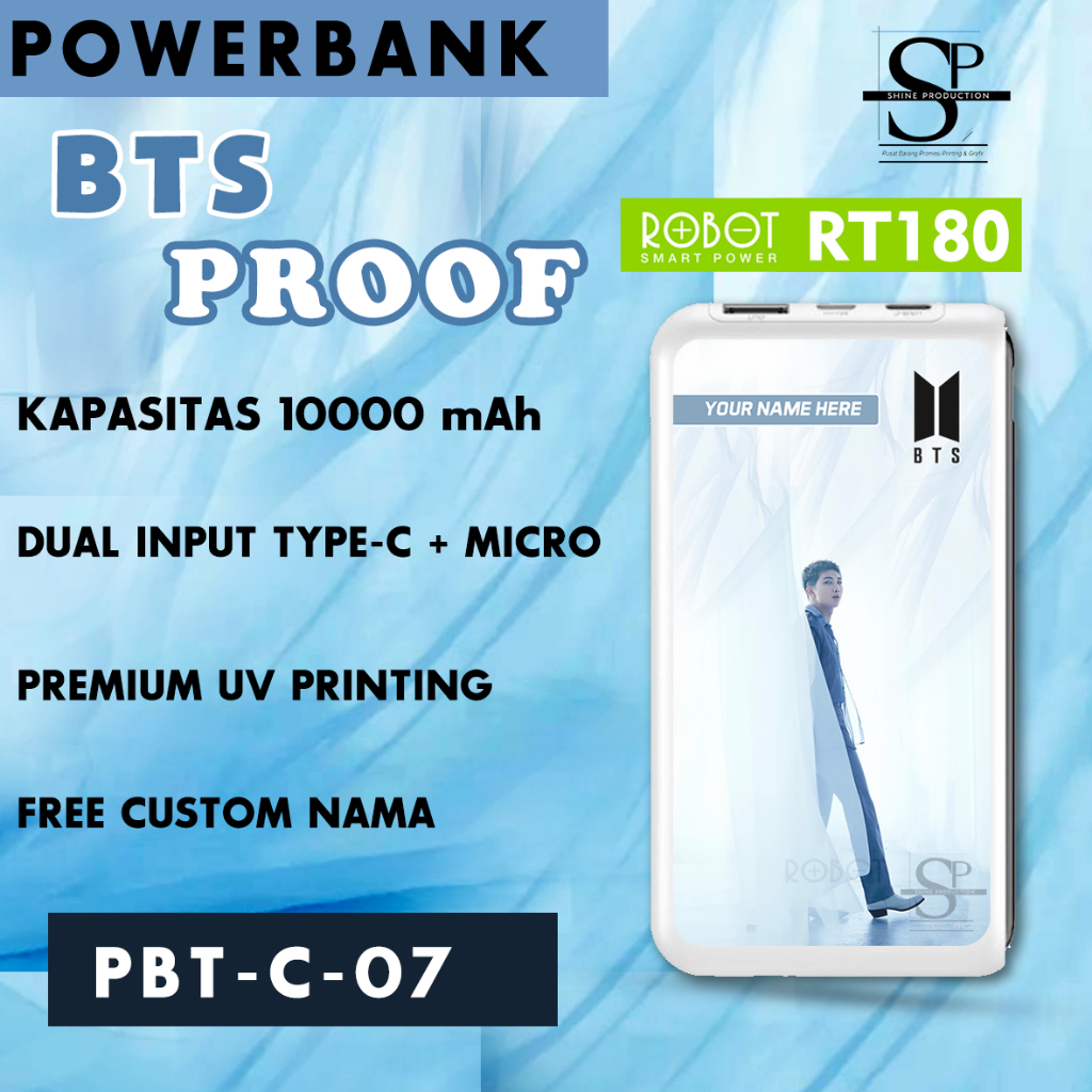 Powerbank Personil BTS Custom Nama Powerbank ROBOT RT180