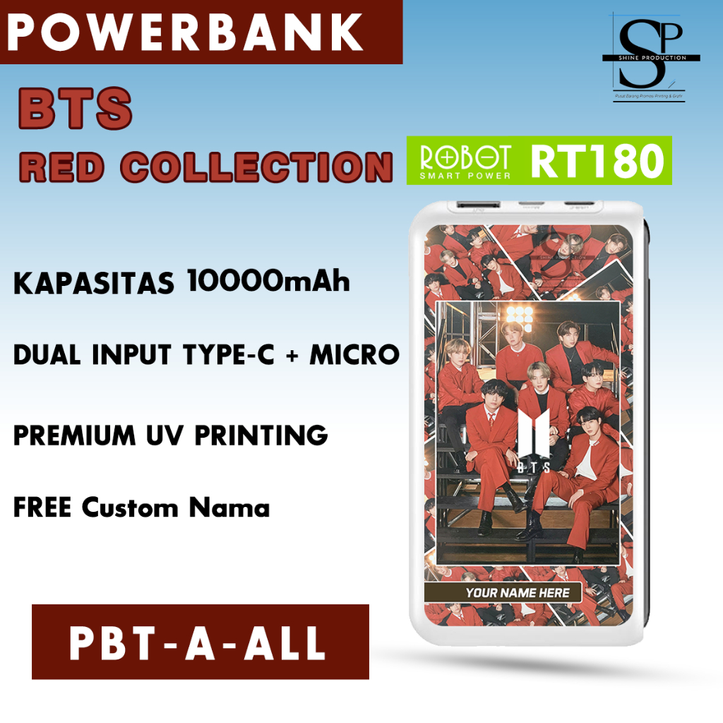 Powerbank Robot RT180 Powerbank BTS Personil Custom Nama