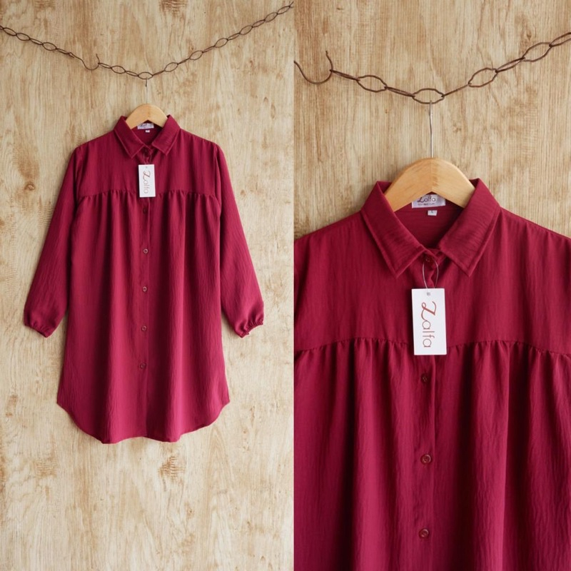 [COD] Shazfa.apparel - Pakaian Baju Wanita Muslim Terhits Alisya Tunik Bahan Crinkle By Zalfa Outfit