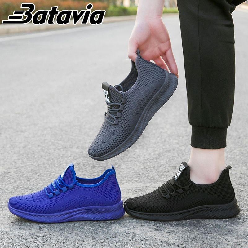 Batavia impor sepatu pria baru sepatu lari fashion sepatu pria olahraga nyaman pria rajut terbang yang hitam sepatu sneskers  sekolah premium bernapas sepatu Pria B36