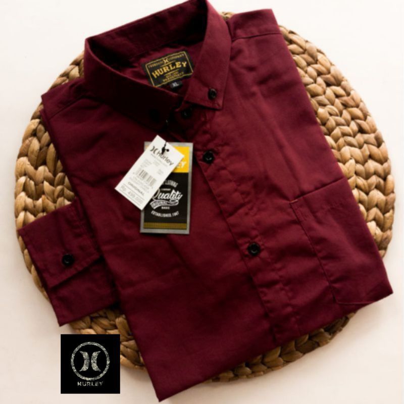 Kemeja panjang polos maroon