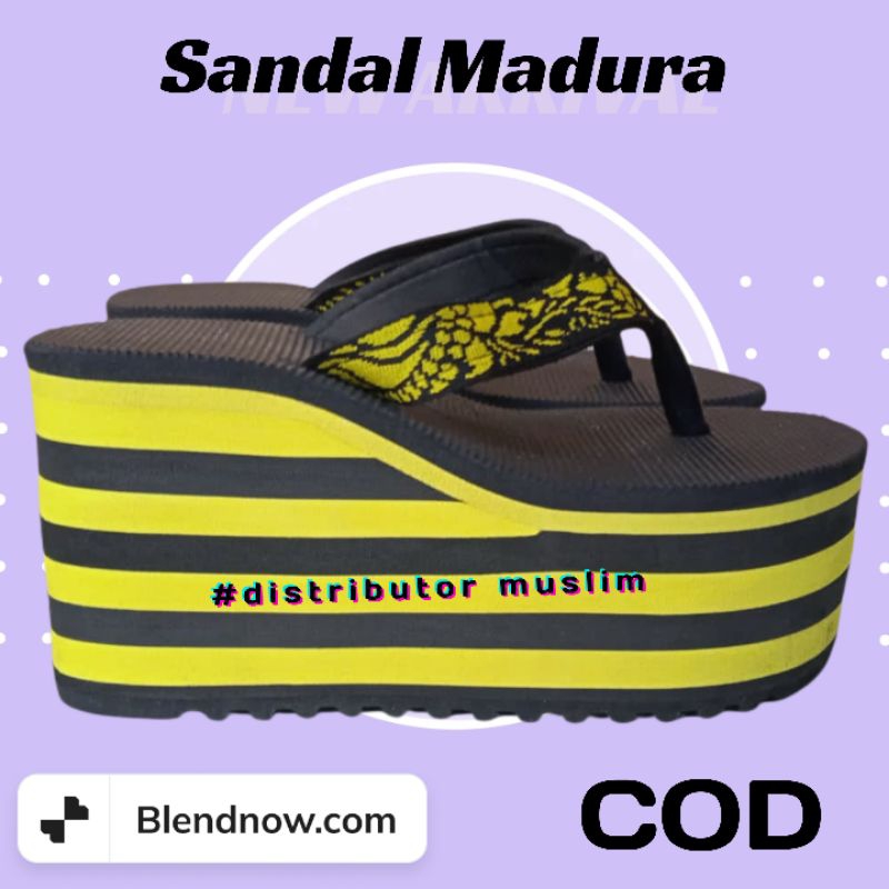 (GROSIR) SANDAL MADURA ASLI CEWEK CANTIK TINGGI 7CM BAHAN SPON TERKUAT | SANDAL WEDGES | SANDAL GUNUNG