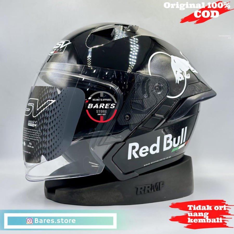 HELM RSV SV300 Black Glossy Sticker Redbull White+SPOILER+VISOR