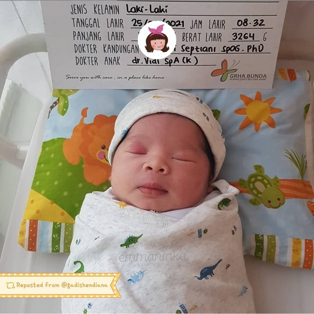 BEDONG SET BAYI - SWADDLE BLANKET SET TOPI EMMANINKA