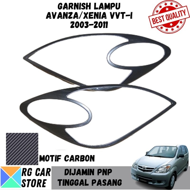 GARNISH LAMPU AVANZA/XENIA 2003-2011 MOTIF CARBON DIJAMIN PNP TINGGAL PASANG BERKUALITAS