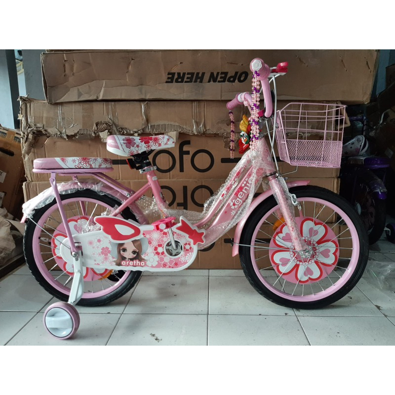 Sepeda Anak Perempuan / MINI/ KIDS BIKE GENIO ARETHA / AMORE Ukuran 12 inch / 16 inch / 18 Inch