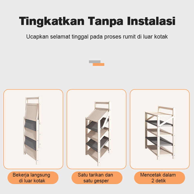 Lipat Tidak Diperlukan Instalasi Portabel Rak Sepatu 3/4/5 Susun Rak Sepatu