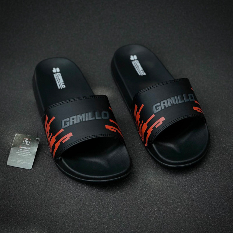 Sandal Slide Slip Slippers Pria Kualitas Premium  Official - Sandal Slide Black SWH PL 01