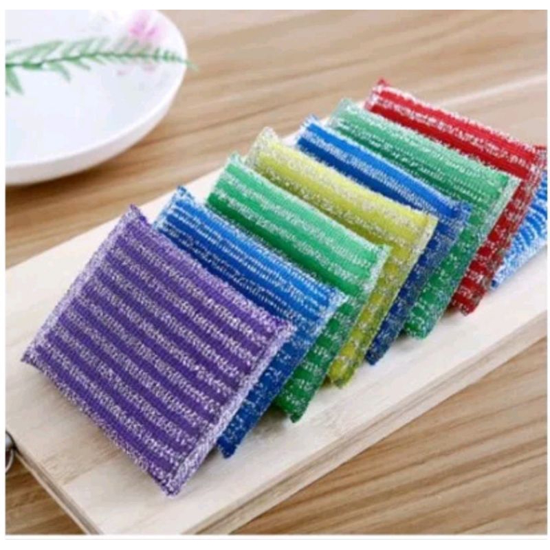 Sponge Cuci Piring Metalik Warna Warni Spon Sabut Jaring Dishwashing