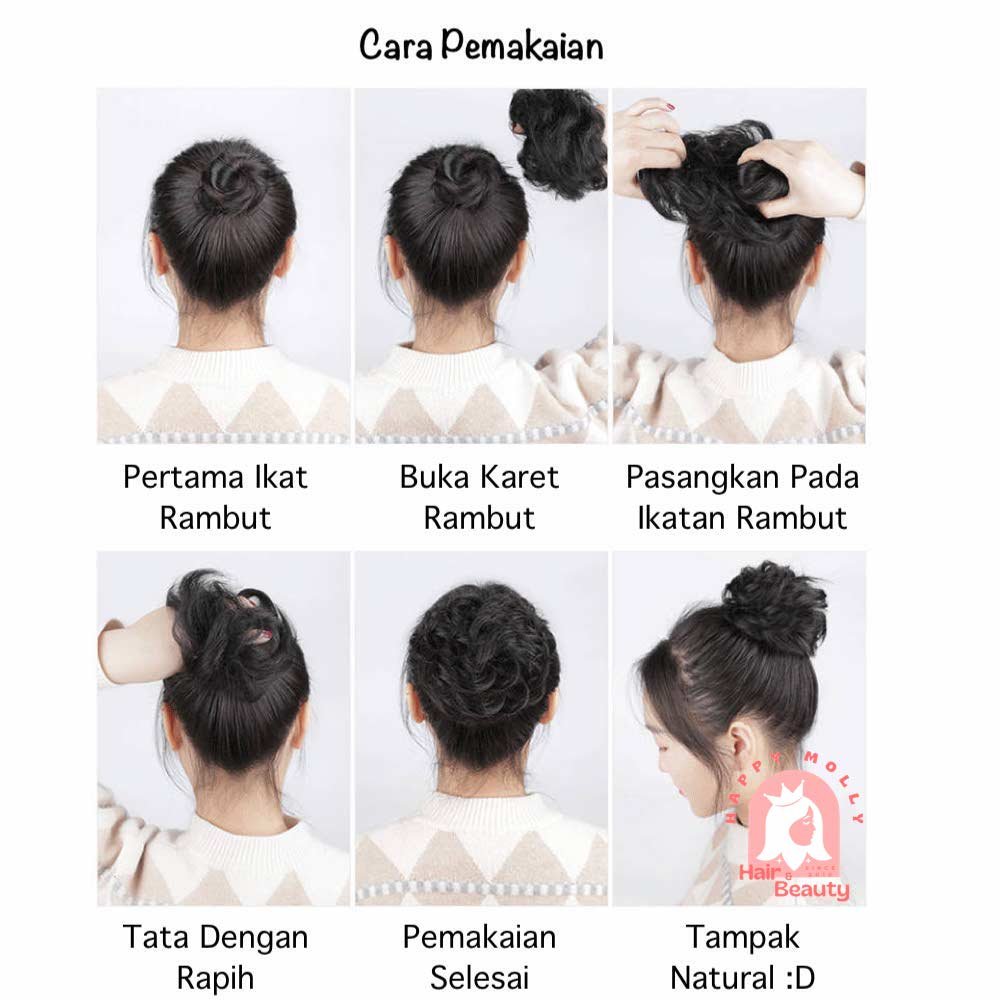 1 pcs Fun Bun Wig Cepol - Konde Karet Rambut Wanita Korea - Sanggul Instant W8230 ( Group )