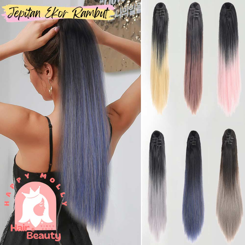 Hair Clip Ponytail Wig - Jepit Rambut Kuncir Ekor Kuda Fashion Wanita Korea - Curly - Hair Extension W8236 ( Group )