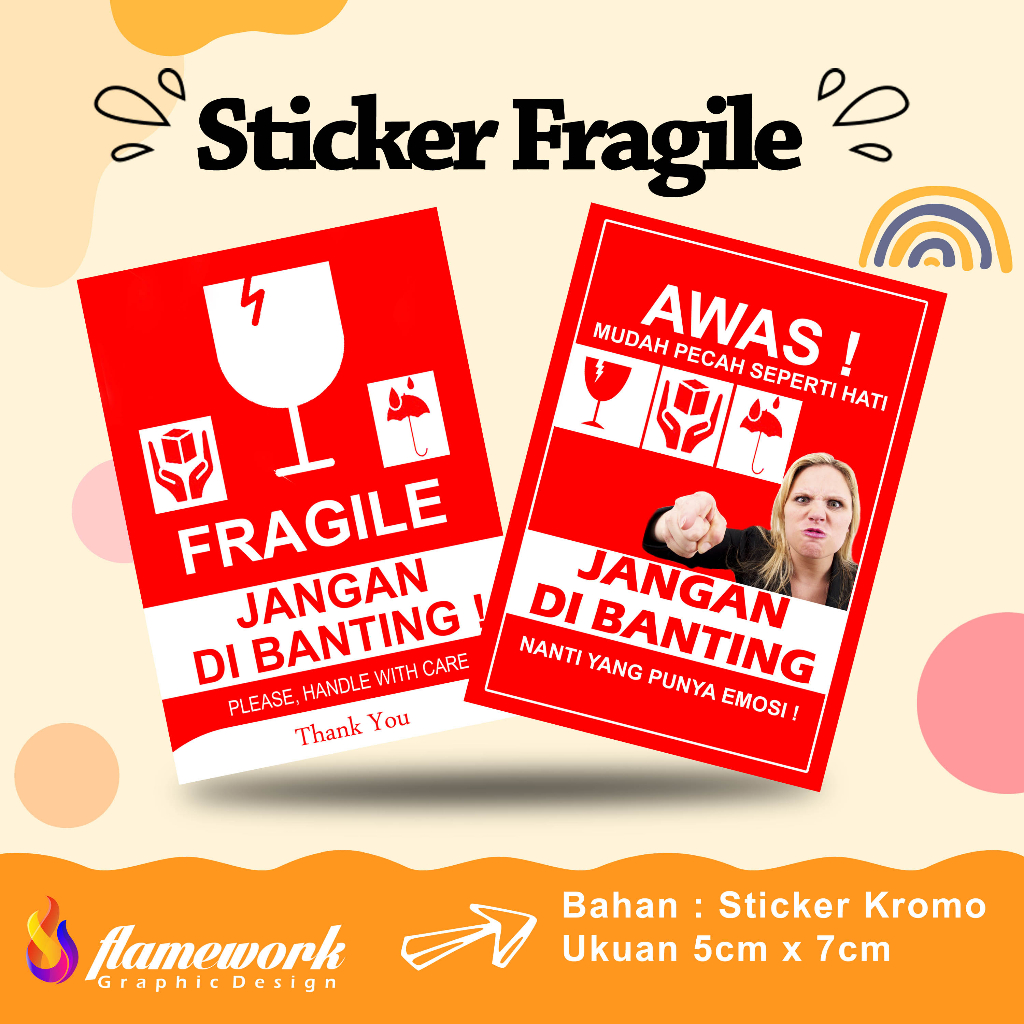 

STICKER FRAGILE MURAH / STIKER PECAH BELAH / STIKER KEMASAN OLSHOP / LABEL PENGIRIMAN AWAS PECAH
