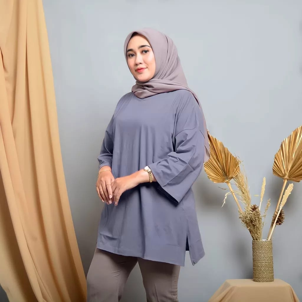 Charyatink - Atasan Tunik Polos Wanita Bahan Bebyterry Up to XXL