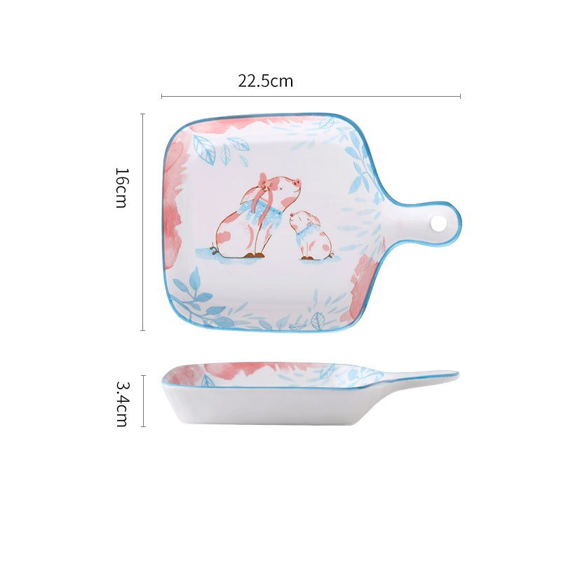 Piring saji keramik lucu - pig