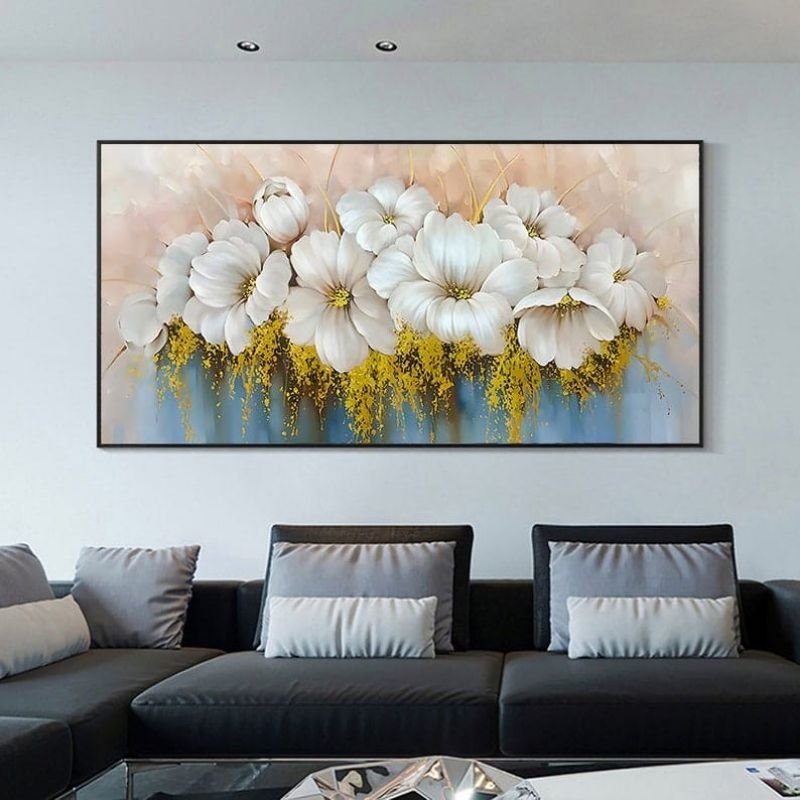 lukisan bunga plus bingkai