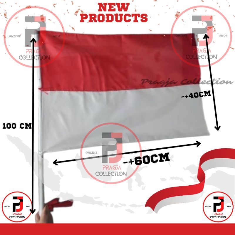 Bendera Merah Putih bendera Indonesia + Tiang Bambu