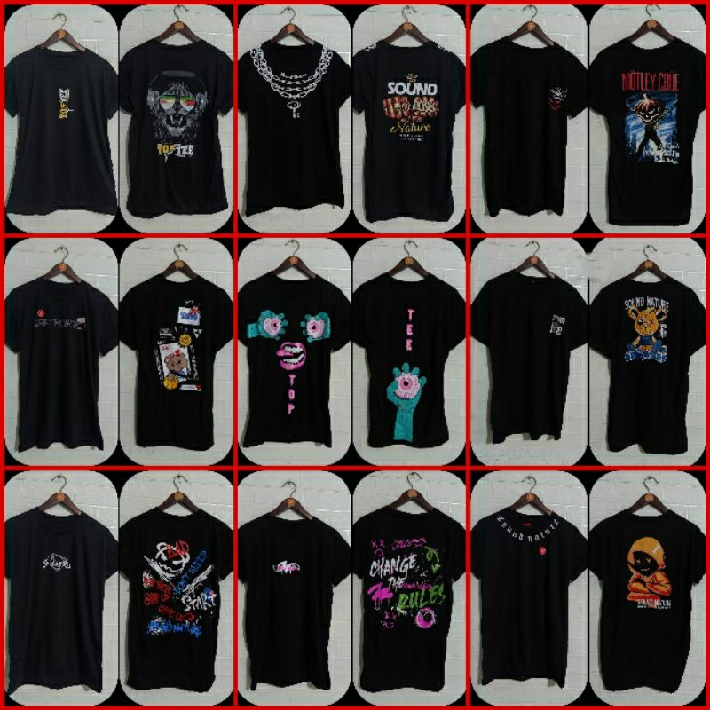 kaos distro hitam gambar depan belakang motif kekinian