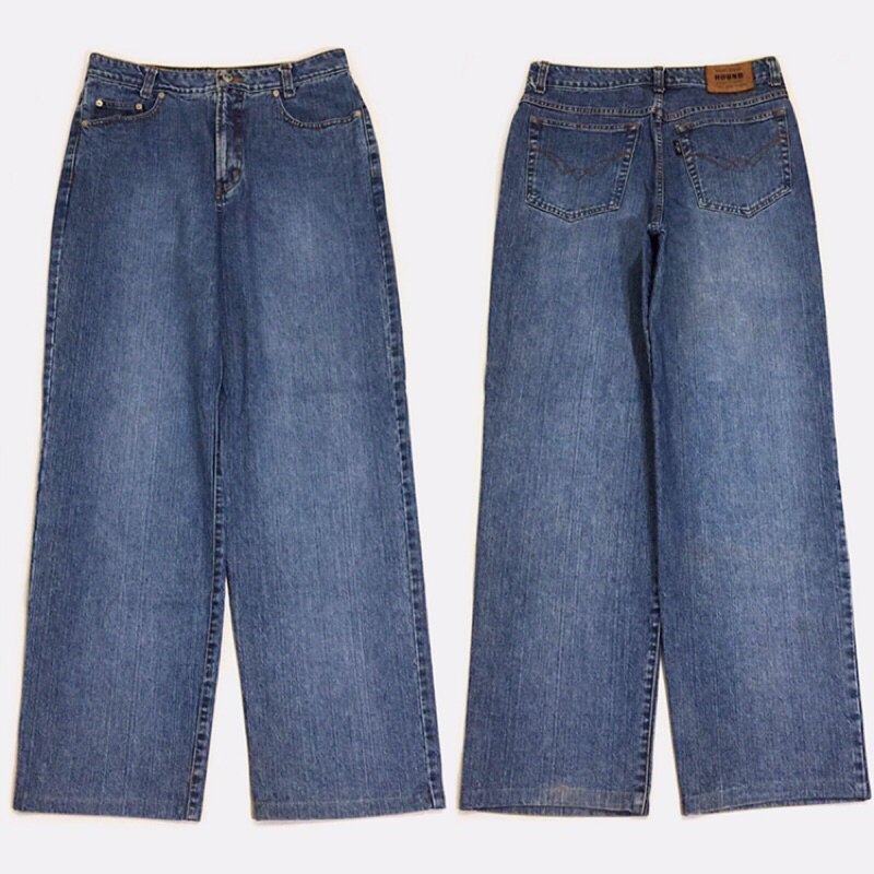 Celana jeans HOUND Blue Washed Loose Straight fit (Unisex) Size 32-33