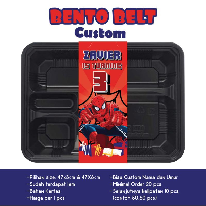 

BENTO BELT SPIDERMAN PAPER BELT SELEMPANG NASI KOTAK KERTAS GAMBAR KERTAS UCAPAN ULTAH ULANG TAHUN ANAK AVENGERS SLINGER