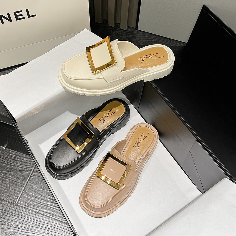 CYS Sandal Loafers Wanita Cewek Jalan Slip On Kekinian Sendal Mules Full Rubber Jelly Import Fashion Korea Sepatu Kerja Formal Anti Licin Lembut SPT-58