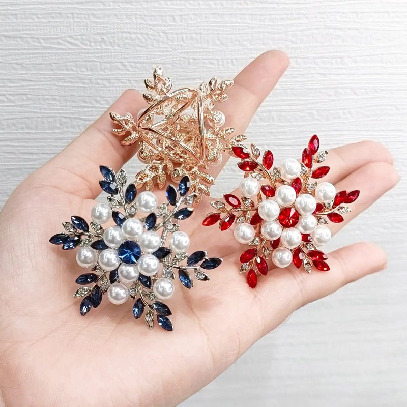 Ring bros cincin / Ring hijab jilbab / Ring syal mutiara frozen snowflake mote diamond warna