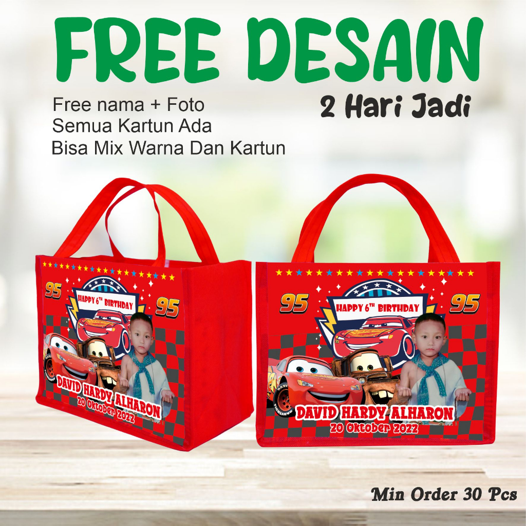 

TAS JINJING BERGAMBAR MC QUEEN/GOODIE BAG FREE DESAIN/GOODIE BAG BERGAMBAR KARTUN
