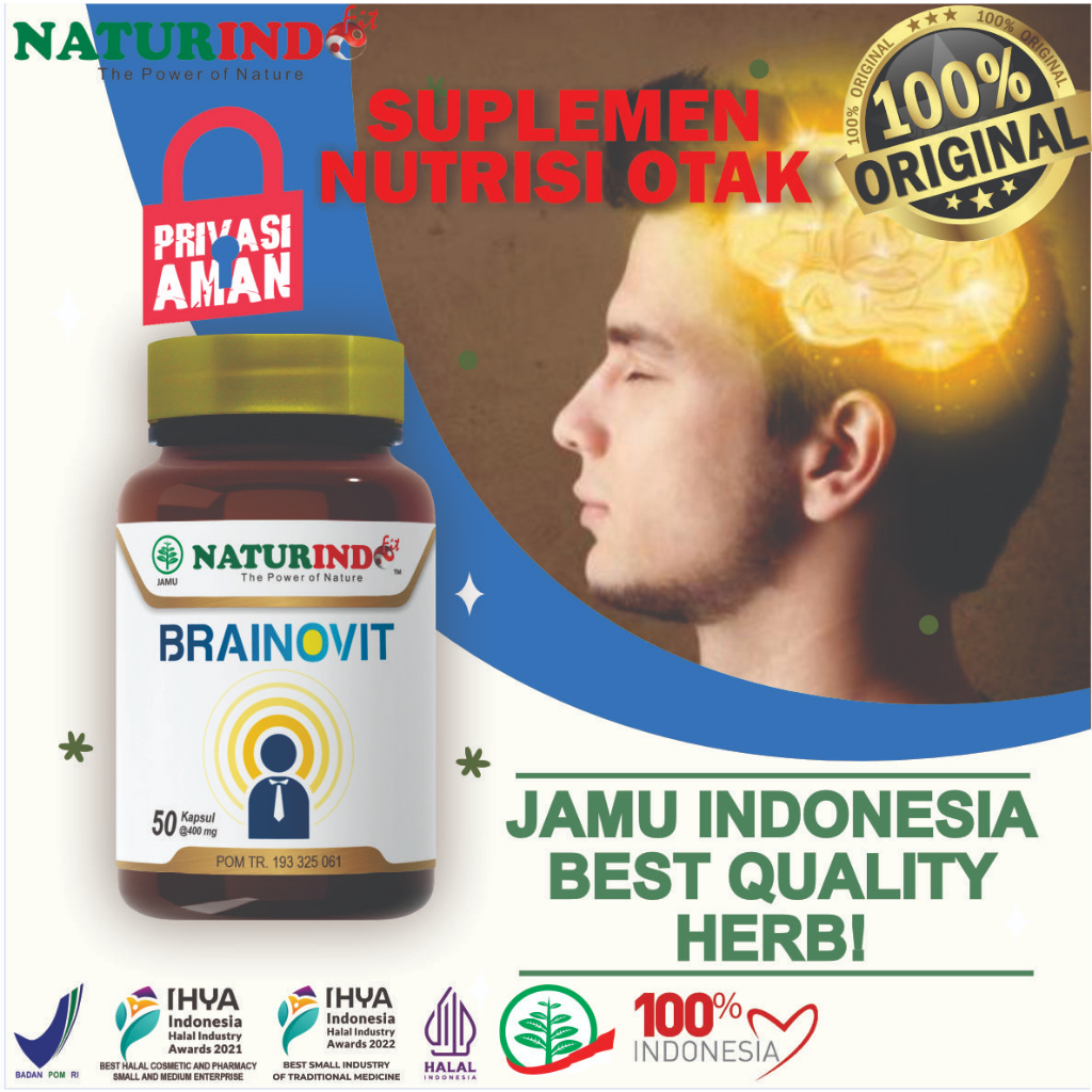 Obat Alzheimer Obat Pusing Stres Lupa Ingatan Gampang Lupa 100% Herbal naturindo Brainovit BRAINOVIT