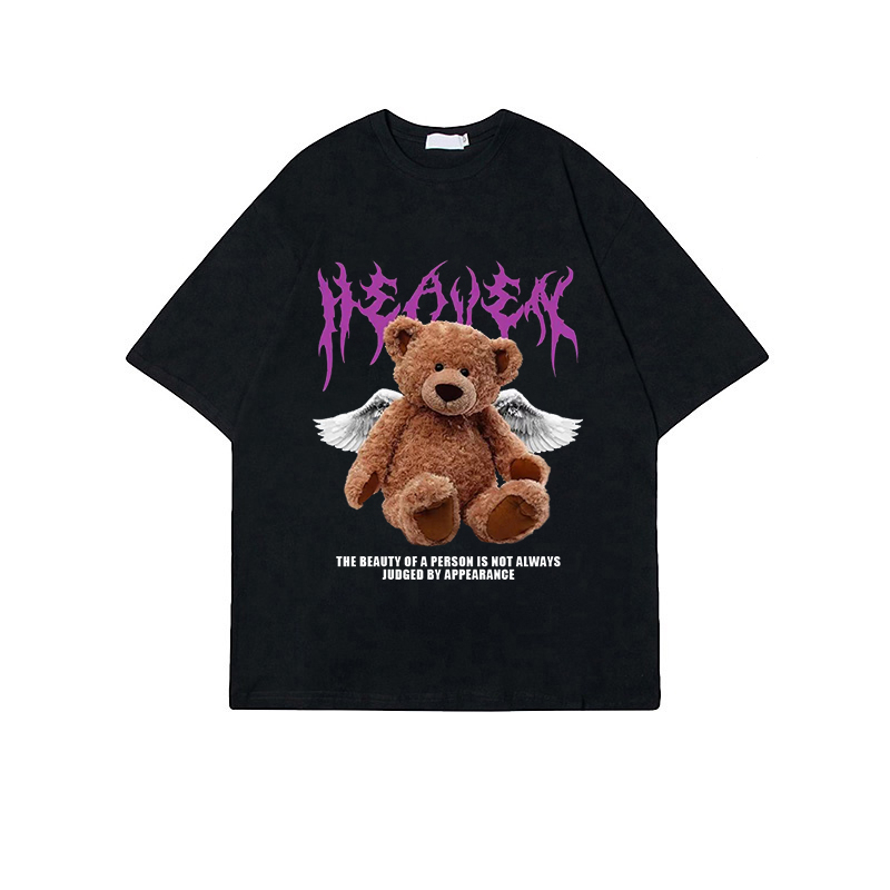 Kaos Atasan Wanita Lengan Pendek Oversize Bear Printed T-shirt Baju Wanita Kekinian Korean Style 001