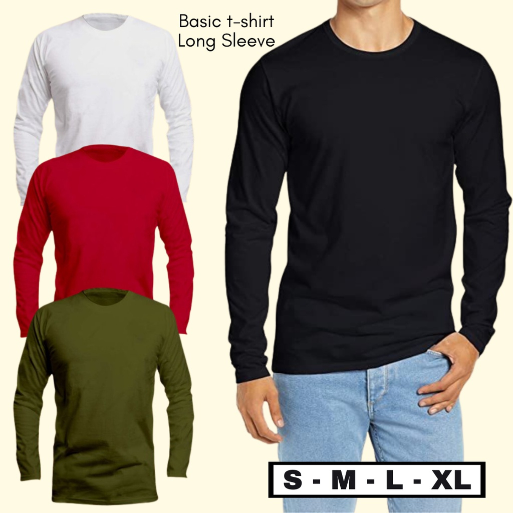 KAOS POLOS LENGAN PANJANG ROUND NECK S M L XL / BAJU POLOS / KAOS POLOS PRIA / KAOS POLOS WANITA / KAOS LENGAN PANJANG / BAJU POLOS PANJANG / KAOS PRIA / KAOS WANITA / POLOS