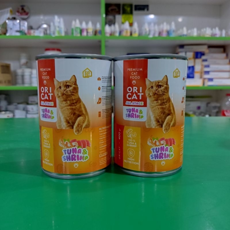 Ekspedisi (paket 24pcs) Oricat kaleng Tuna &amp; Shrimp 400gr - makanan basah kucing