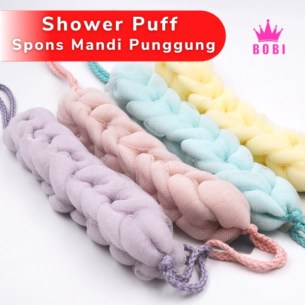 NUZ Spons Mandi Panjang - Shower Puff Bath Sponge - Warna Random / Tanpa Plastik satuan