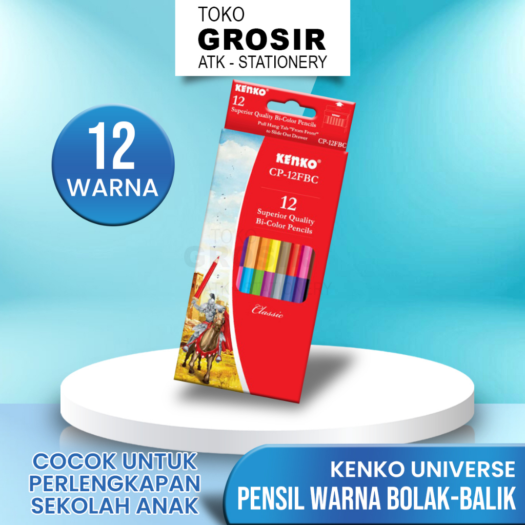 

Pensil Warna KENKO 12 Warna CP-12FBC / Pensil Mewarnai Kenko Bolak-balik - Toko Grosir ATK Stationery