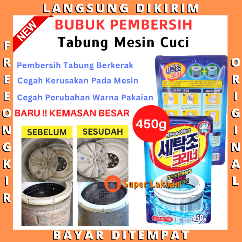 Bubuk Pembersih Tabung Mesin Cuci 450gr Serbuk Drum Tangki Berkerak Washing Machine Cleaner