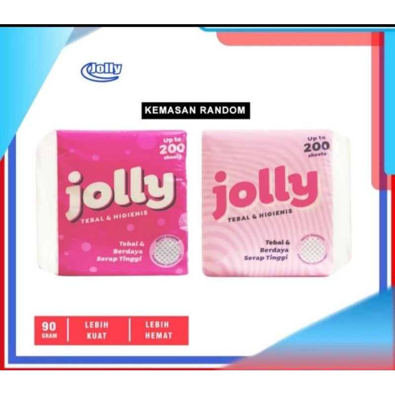 Tissue Pop up Merk Jolly isi 200 lembar, lembut dan halus