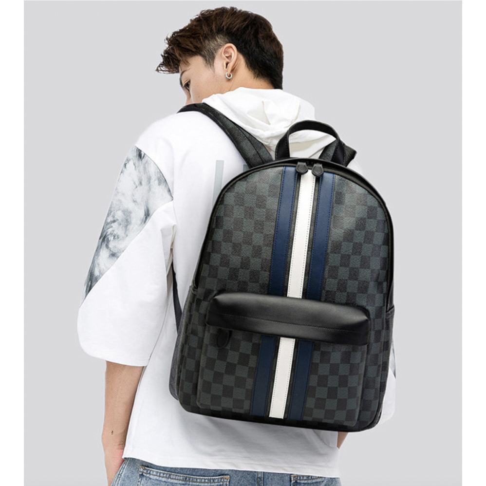 Tas Ransel Kulit Pria Tas Backpack Tas Gendong BLUE LINE MONOCHROME